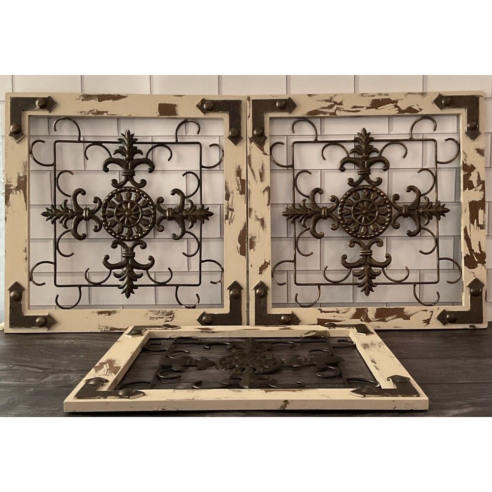 3 Fetch Home Wall Decor Rustica Fleur Lis Plaque II. 20” x 20” Each